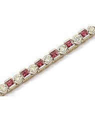 14kt Yellow Gold Square Ruby and Diamond Bracelet