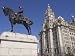 Statue of Edward VII and Liver Building, Albert Dock, Liverpool, Merseyside, England,...