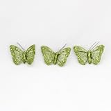 Lot de 3 papillons aimant&eacute;s &agrave; Strass Anis