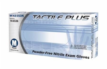 McKesson TACTILE PLUS PowderFree Nitrile Textured Exam Glove NonSterile, Blue, Small - Case