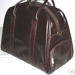 New Bugatti Burgundy Leather Duffle Bag
