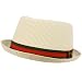 Men's Light Pinstripe Stripe Cool Pork Pie Fedora Upturn Brim Hat Beige 56cm S/M