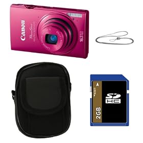 Canon PowerShot ELPH 320 HS 16.1 MP Wi-Fi Enabled CMOS Digital Camera Bundle with Canon Metal Neck Strap, Carrying Bag & 2 GB SD Card
