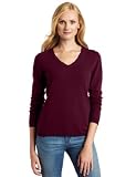 Sofie Women's Long Sleeve 100% Cashmere V-Neck Sweater, Beetroot, Large