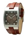 Davis - Montre Retro Allround - Quartz Jour/Date - Bracelet en Cuir Marron surpiqu&eacute;