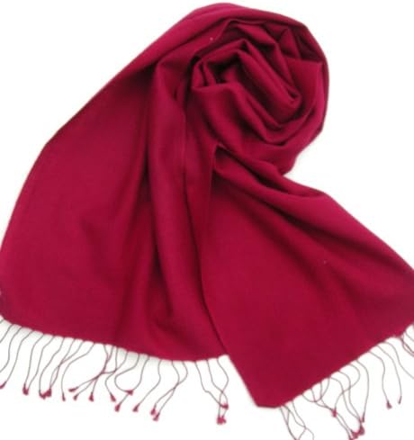 Pashmina Cashmere Silk Scarf for Women or Men in Premium Grade 80/20% 12" W x 60" L (CRANBERRY RED NC47D)