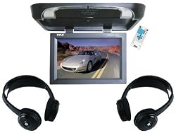 Pyle Super Audio & Video Package for Car/Truck/SUV -- PLRD175IF 17" Flip Down Monitor With Built in DVD/SD/USB Player With Wireless FM Modulator & IR Transmitter + Pair of PLVWH5 Wireless IR Mobile Video Stereo Headphones