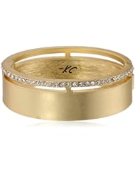 Kenneth Cole New York "Springtime Rose" Pave Cut-Out Hinged Bangle Bracelet, 7.5"