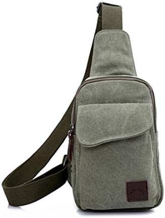 Foocc Cool Multipurpose Fashion Outdoor Sports Casual Canvas Unbalance Backpack Crossbody Sling Bag Cellphone Bag Shoulder Bag Chest Bag for Men Army Green