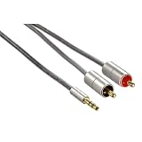 Hama AluLine Connecting Cable with 3.5mm Stereo Jack Plug and 2x1m RCA Plug