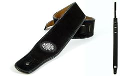 Black 'Extra Long Series' Leather Guitar Strap for Electric/Acoustic/Bass Guitar