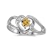 14k White Gold Round Citrine And Diamond Heart Ring