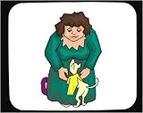 Mouse Pad with human, body, individuals, individual, persons, mammal, humans, holding, people, woman, pet, animal, person, dog, sweater, canine