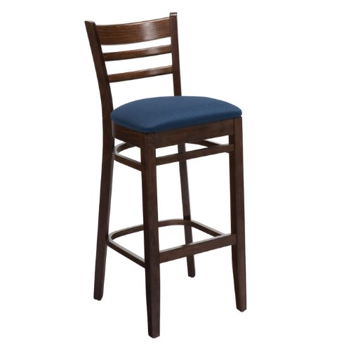Ladder Back Stool with Wood Frame Port Vinyl/Mahogany Finish
