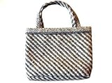 ArtisanStreet's Woven Wool Purse. Features Gray And Cream Diagonal Weave. Includes One Inside Velvet Paisley Pocket. Hand Crafted, One Of A Kind