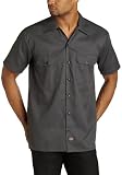 Dickies Men's Short Sleeve Work Shirt, Charcoal, 2X Large