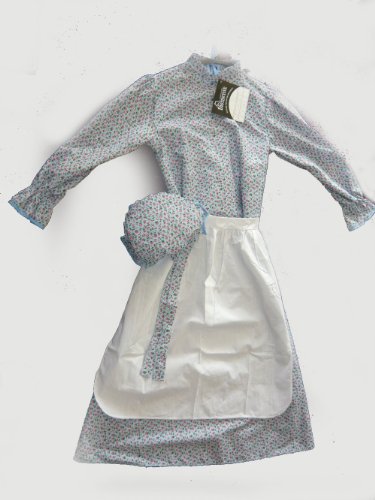 1223 M 10-12, Blue/Green Calico) Prairie Girl Dress Set