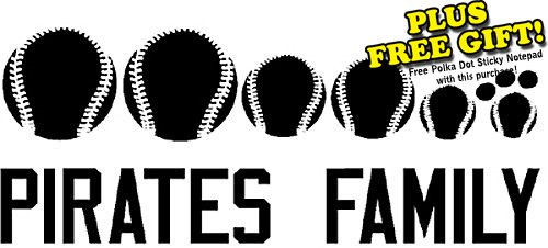Pirates Baseball Family Vinyl Wall / Car Decal Stickers + with Free Polka Dot Sticky Notepad