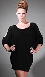 SAMAIRE Batwing Bare Shoulder Sweater Dress Black