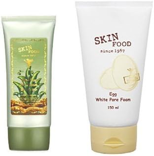 Korean Cosmetics, SKINFOOD, Aloe Sun BB Cream SPF20/PA+ No.2 &amp; Egg White Pore Foam Set