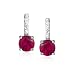 Sterling Silver, Synthetic Ruby, and Cubic Zirconia Round Drop Earrings by Cheline