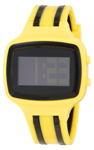 Activa By Invicta Unisex AA400-005 Black Digital Dial Yellow and Black Polyurethane Watch