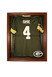 Green Bay Packers Football Jersey Display Case Cabinet Style with Classic Wood Finish Frame
