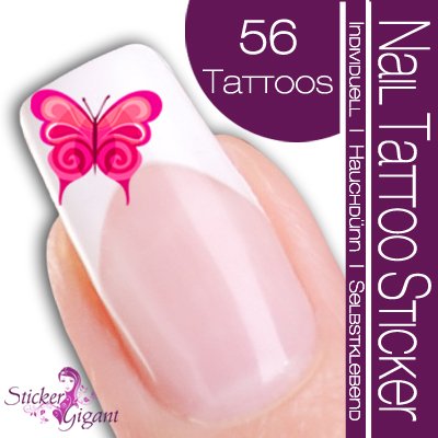 Nail Tattoo Sticker Schmetterling - magenta Preisvergleich