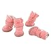 4Pcs Lovely Warm Adjustable Pet Dog Puppy Winter Cotton Anti-slip Snow Cozy Shoes Boots (Pink, Medium)