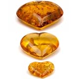 Baltic Amber Natural Color Large and Medium Hearts Collectible and Museum Gemstones
