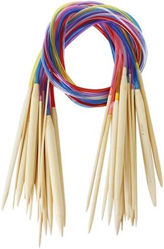 TYFANG 18 Size Circular Bamboo Knitting Needles Set with Colored Tube80cm(2.0mm-10.0mm)