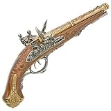 1806 Double Barrel / Double Trigger Flintlock Pistol - Wood and Metal Replica Gun with Elaborately Detailed Twin Barrels