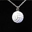 Round Pewter Volleyball Necklace
