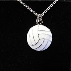 Round Pewter Volleyball Necklace