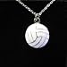 Round Pewter Volleyball Necklace