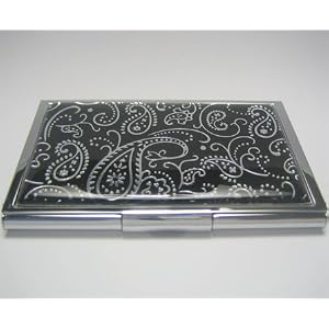 Black Paisley Business Card Credit ID Wallet Case Holder