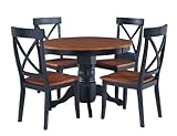 IMAGE OF 5pc Dining Table and Chairs Set in Black and Cottage Oak Finish