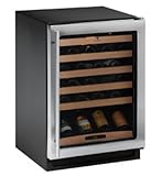 Wine Captain Wine Cooler with Capacity Up to 48 Bottles Full Extension Slide Out Wine Racks Adjustable On/Off Interior Light and Contemporary Black Toe Kick Grille