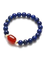 Honeystore Girls 14 k Gold Plated Ruby AA Lasurite Stretch Bracelet Color Multicolor