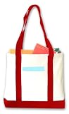 Boat Tote, White with Burgandy