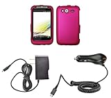 HTC Wildfire S (T-Mobile) Premium Combo Pack - Magenta Pink Rubberized Shie ....