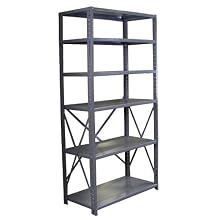 Borroughs CO6-36187 Steel RTA Open Type 6-Shelf Back Room Storage Unit, 400 lbs Capacity, 36" Width x 7' Height x 18" Depth, Gray