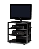 BDI Vexa 9221 Single Wide 4 Shelf TV Stand (Black with Black Shelves)