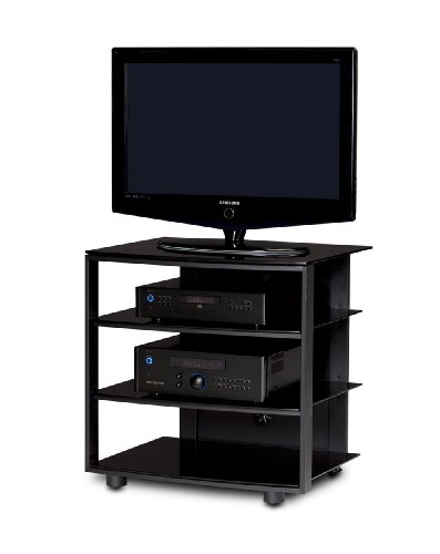 BDI Vexa 9221 Single Wide 4 Shelf TV Stand (Black with Black Shelves)