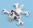Sterling Silver - Pendant - Skull And Crossbones - 22mm Height Sterling Silver - Pendant - Skull And Crossbones - 22mm Height