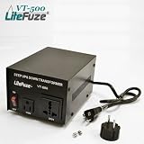 transformers 110 to 220:LiteFuze VT-500 500 Watt Heavy Duty Voltage Converter Transformer - Step Up/Down 110/120/220/240V - Fully Grounded Cord (Free Euro Plug)