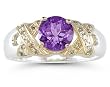 1.3ct Amethyst And Diamond Ring in 14K Yellow Gold And Silver