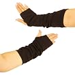 Cotton Slouch Arm Warmer Fingerless Long Gloves Brown