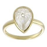 Tressa Gold-plated Sterling Silver Pear-cut Cubic Zirconia Ring