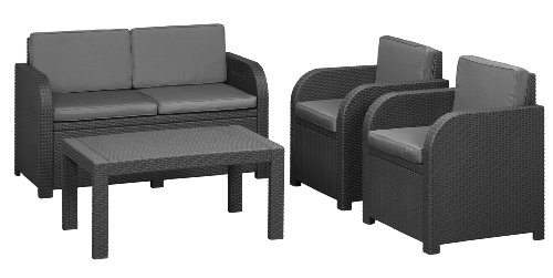 Allibert 194909 Lounge Set St. Tropez Set, Rattanoptik, Kunststoff, anthrazit Preisvergleich